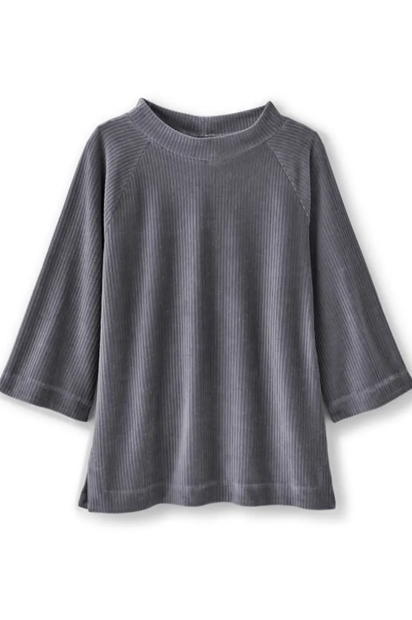 Soft Surroundings Samina Corduroy Pullover ShorelineGrey Cheap