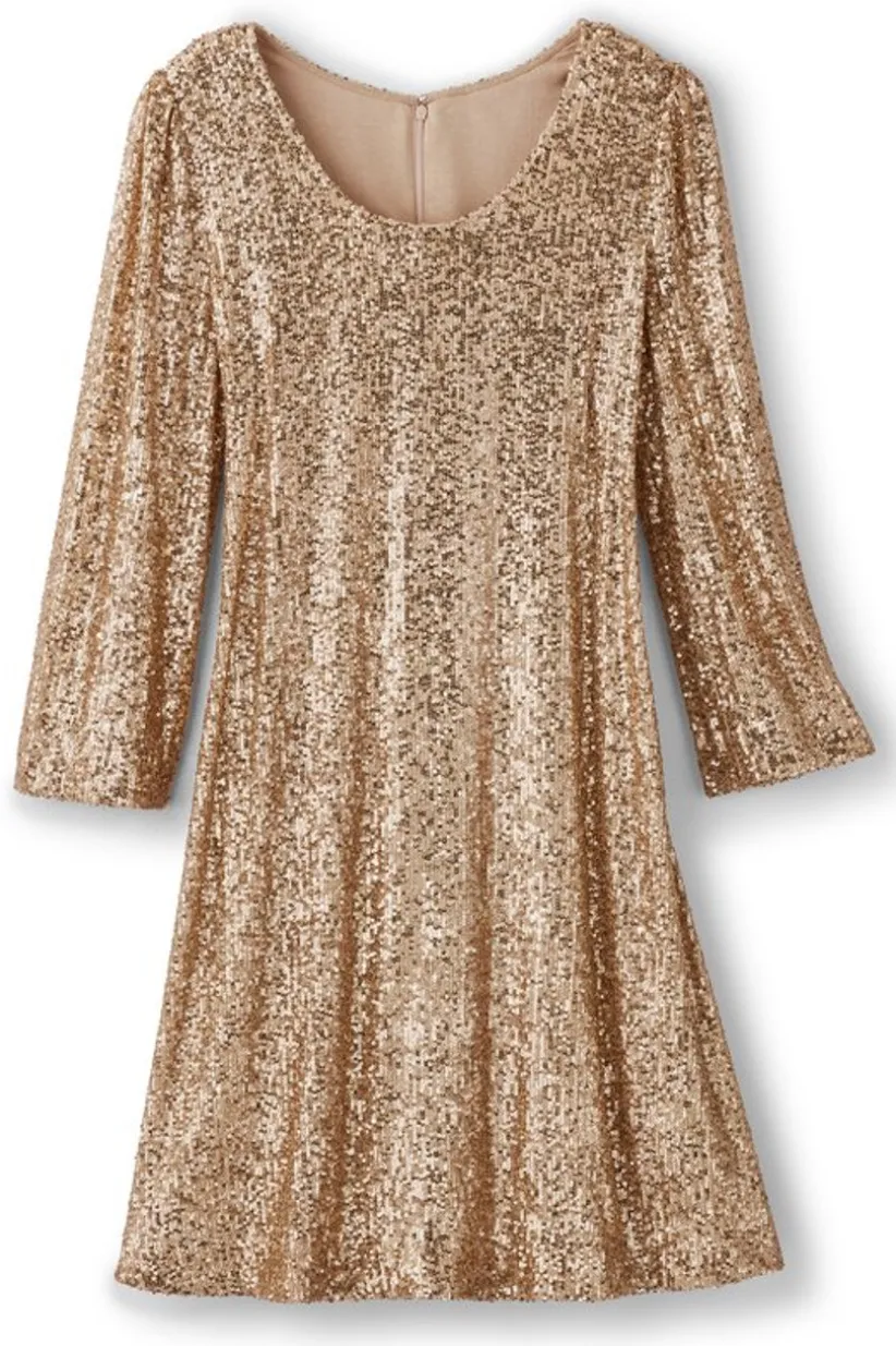 Soft Surroundings Sancerre Sequin Dress GoldSequin Cheap