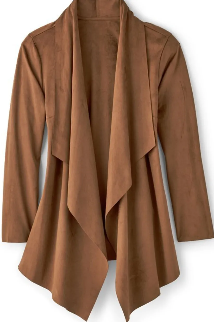 Soft Surroundings Shape Drape Faux Suede Jacket New