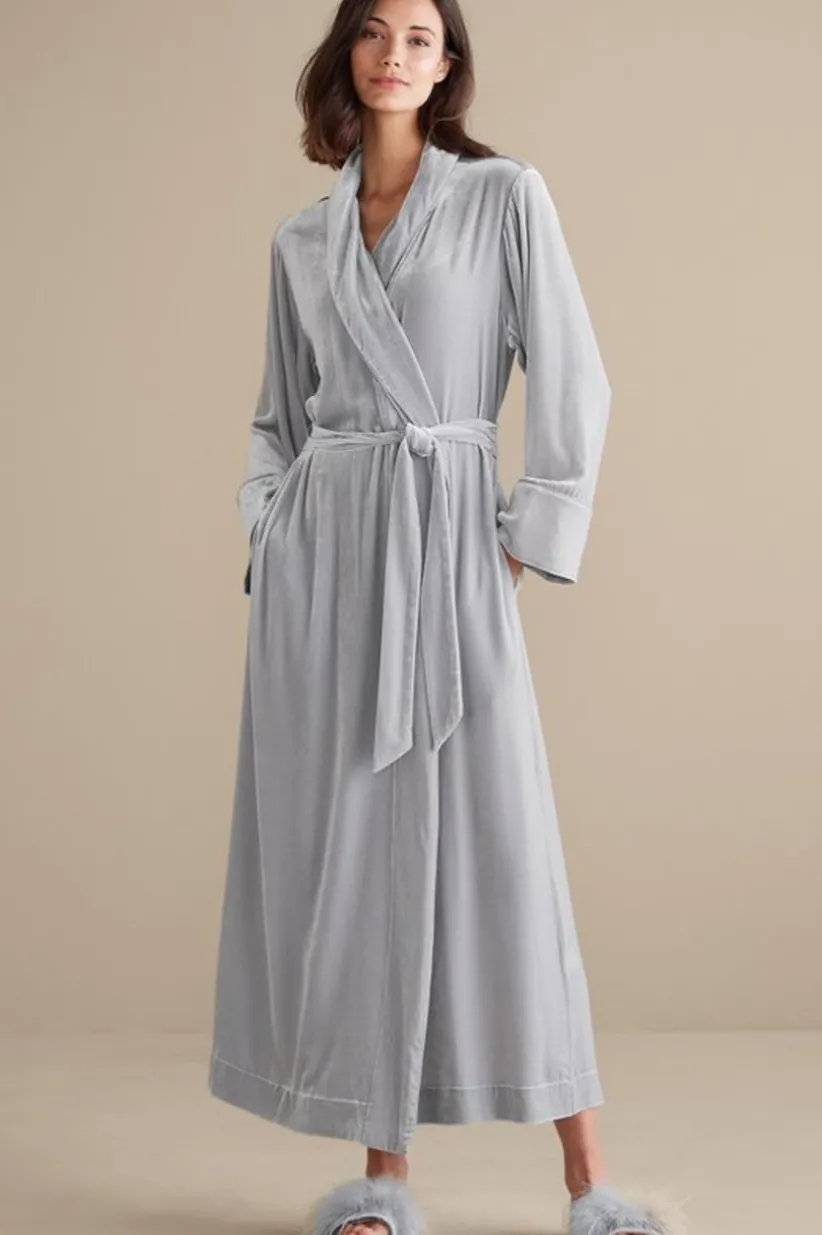 Soft Surroundings Silk Velvet Robe PlatinumGrey Shop