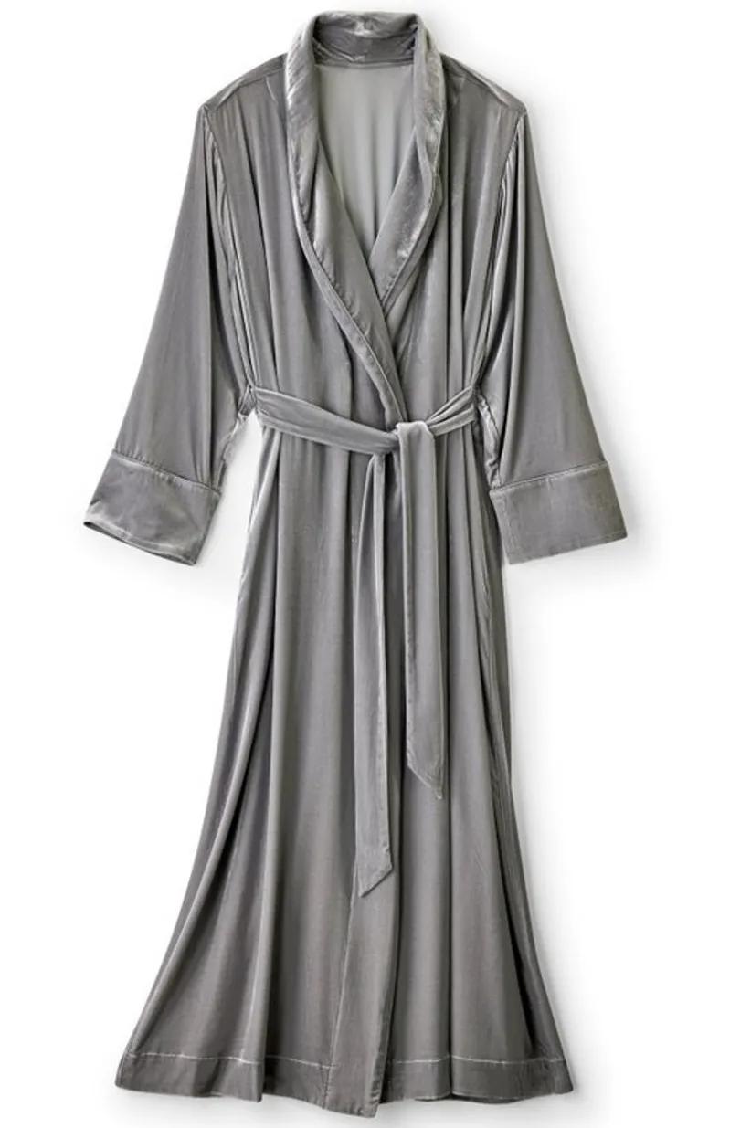 Soft Surroundings Silk Velvet Robe PlatinumGrey Shop