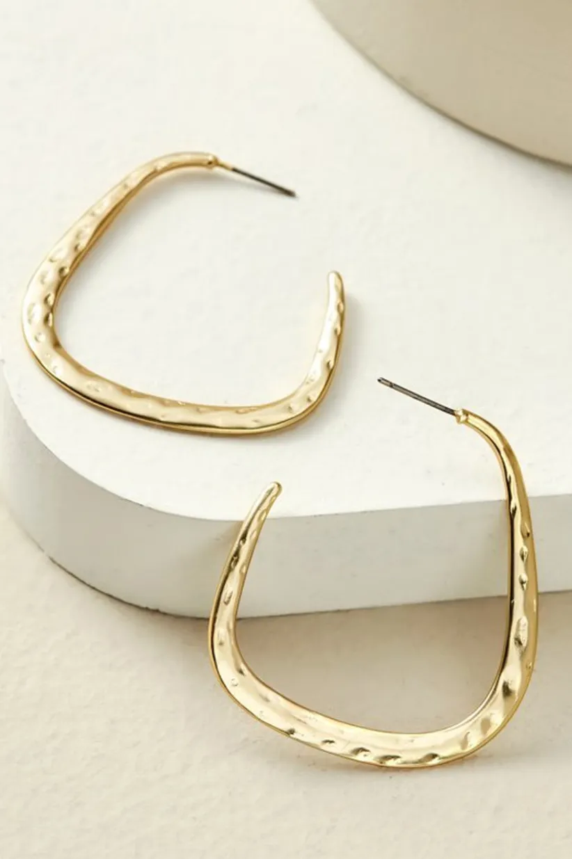 Soft Surroundings Soreli Hammered Hoop Earrings Gold Clearance