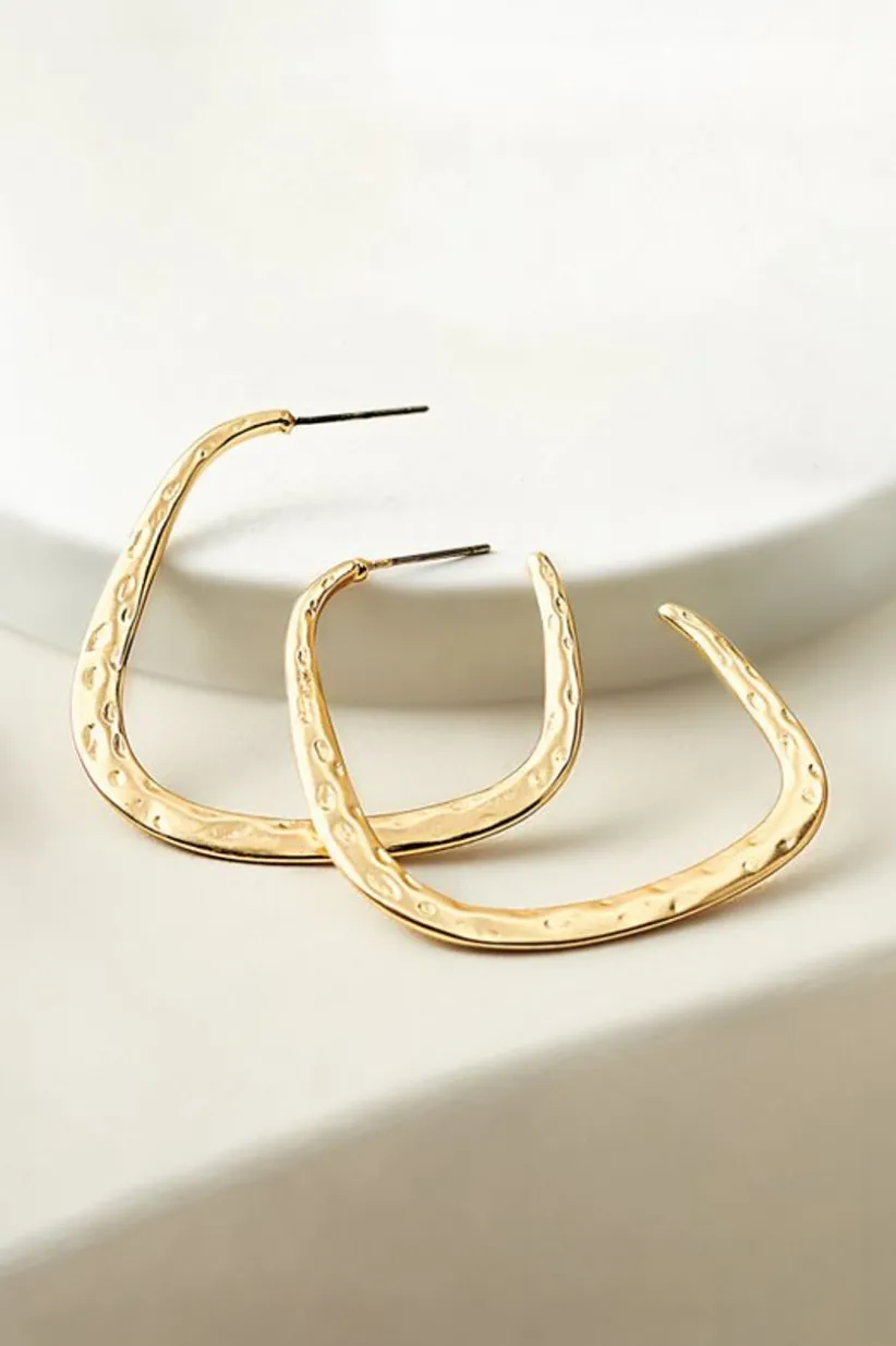 Soft Surroundings Soreli Hammered Hoop Earrings Gold Clearance