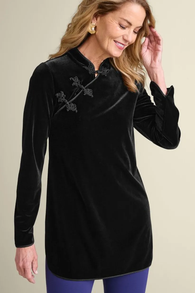 Soft Surroundings Tai Velvet Tunic Black Cheap