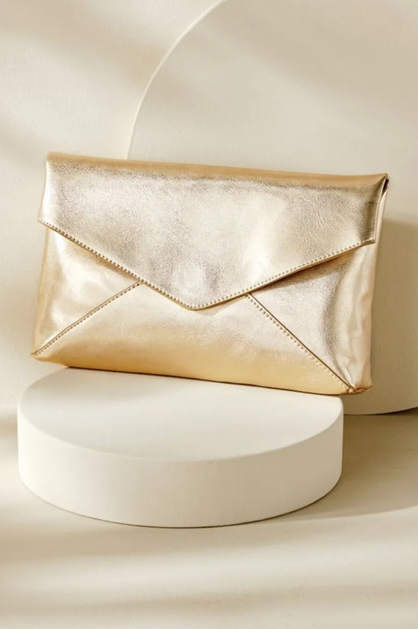 Soft Surroundings Tindra Envelope Clutch Gold Fashion