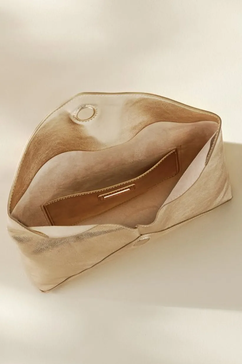 Soft Surroundings Tindra Envelope Clutch Gold Fashion