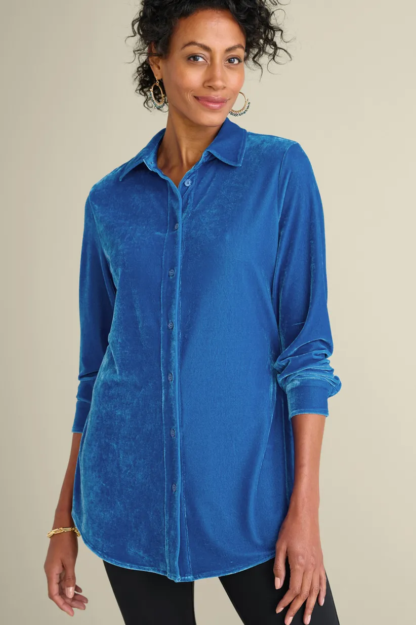 Soft Surroundings Velvet Boyfriend Tunic Shirt Outlet