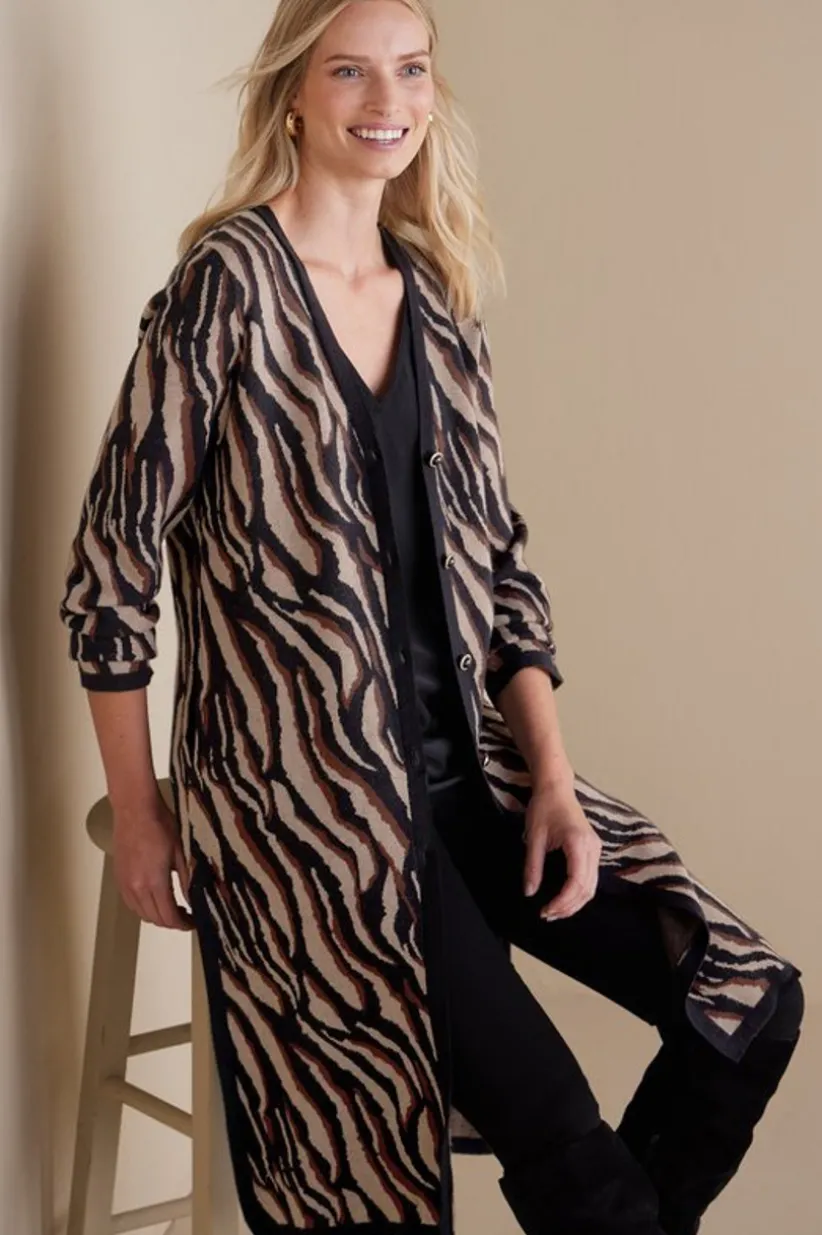 Soft Surroundings Veronica Jacquard Cardigan NeutralAnimal Best Sale