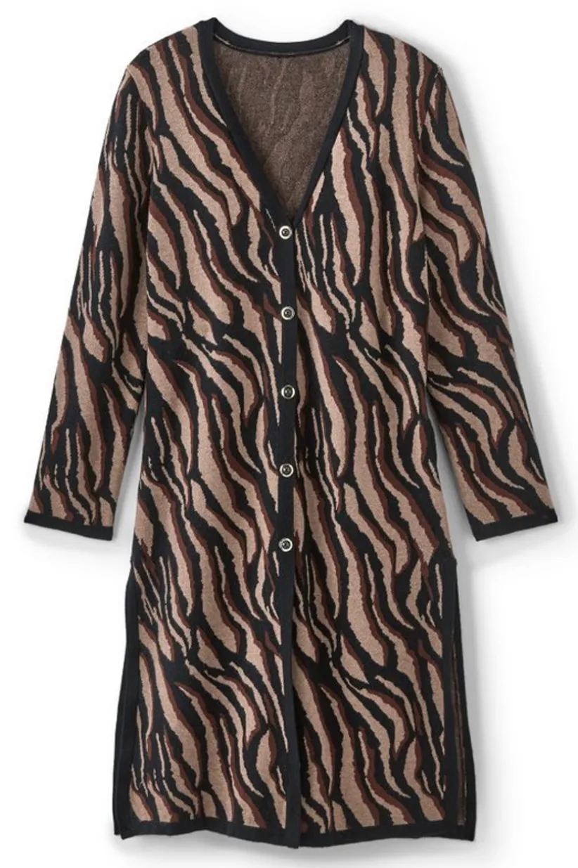 Soft Surroundings Veronica Jacquard Cardigan NeutralAnimal Best Sale