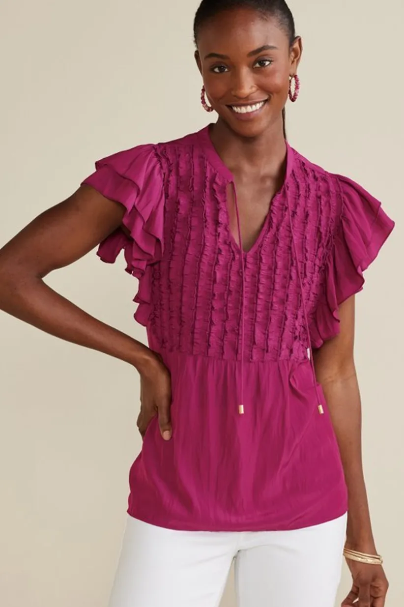 Soft Surroundings Victoria Ruffle Tunic Sangria Best Sale