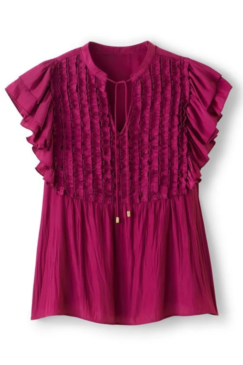 Soft Surroundings Victoria Ruffle Tunic Sangria Best Sale