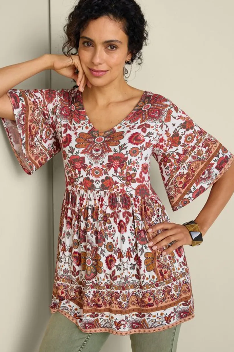 Soft Surroundings Vina Short Sleeve Tunic SanFranScarfCream Sale