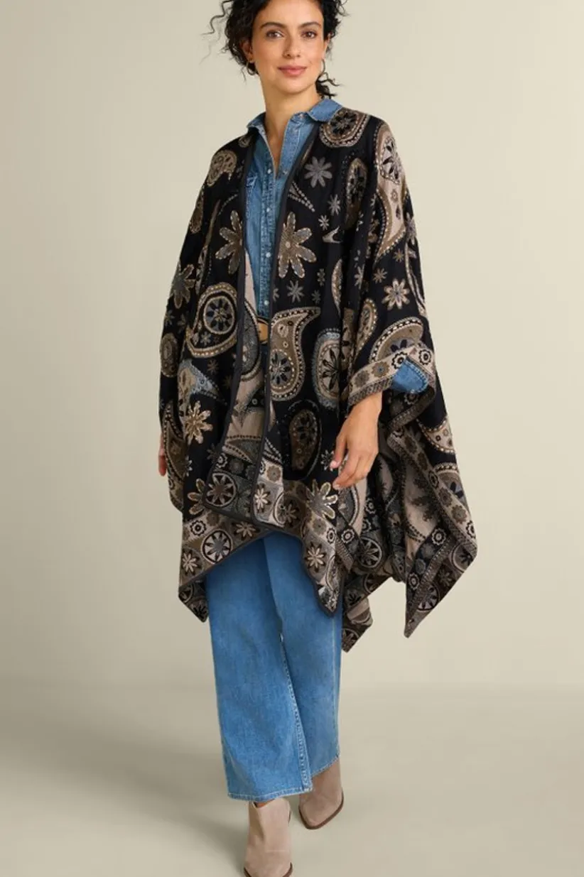 Soft Surroundings Yasmin Embroidered Wrap BlackMulti Outlet