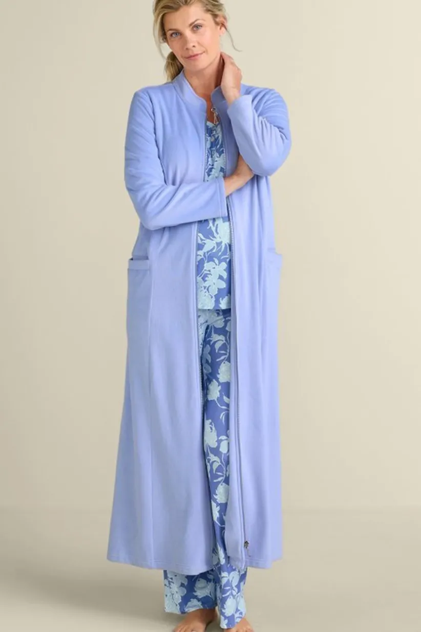 Soft Surroundings Zinfandel Zip Up Robe PorcelainBlue Fashion