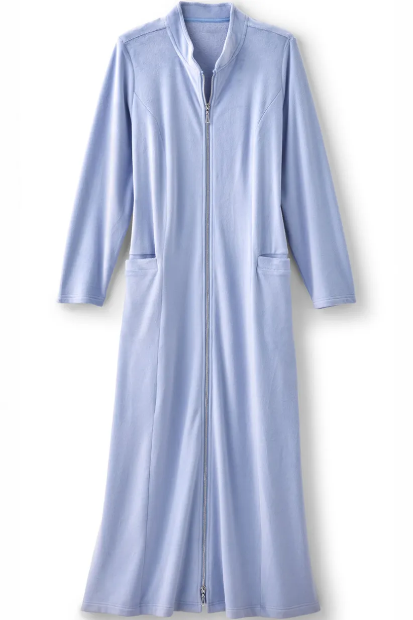 Soft Surroundings Zinfandel Zip Up Robe PorcelainBlue Fashion